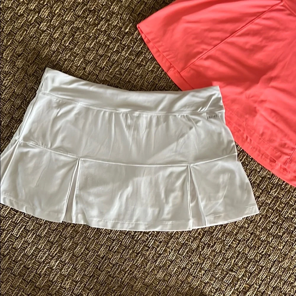Nike Women's Bright Coral and White Skorts - Picture 2 of 10